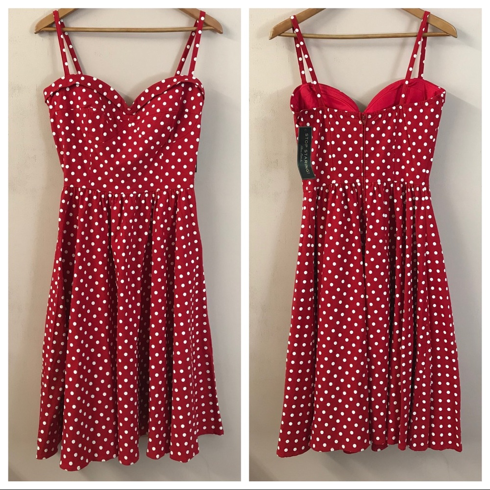 Stop Staring! Polka Dot Rockabilly Pin Up Dress